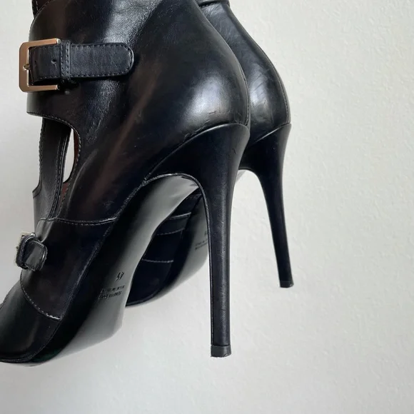 Laurence Dacade Black Leather Biker Bootie Heels - Picture 8 of 14